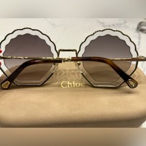 Gold and Brown Women's Sunglasses